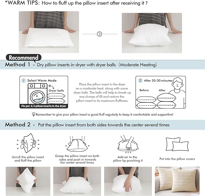 MIULEE 24x24 Euro Pillow Inserts Set of 2, Throw Pillows - Image 2