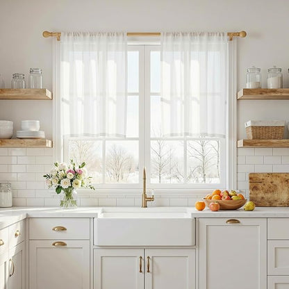 MYSKY HOME 30 Inches Long White Tiers Curtains by MYSKYHOME