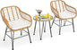 Tangkula 3 Pieces Patio Bistro Set, Rattan Conversation Set by TANGKULA