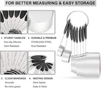 Measuring Cups & Spoons Set of 16, Wildone Stainless Steel Measuring Cups and Measuring Spoons with Black Silicone Handle, Including 8 Nesting Cups, 8 Spoons, for Dry and Liquid Ingredient