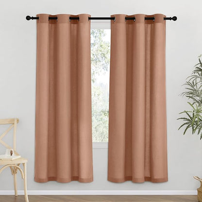 NICETOWN Terracotta Thick Linen Curtains 72" Length, Grommet Privacy Window by NICETOWN