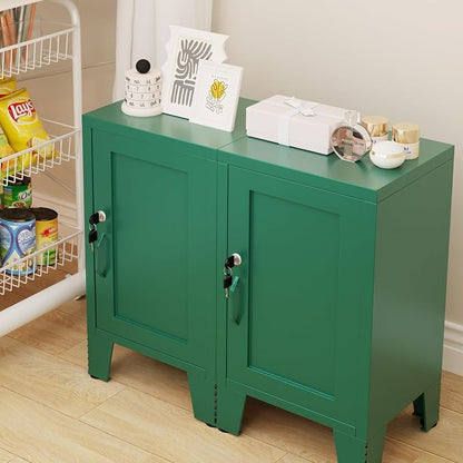 ALBAD Metal Nightstand with Lockable Cabinet, Compact Mini Locker Bedside Table - Image 7