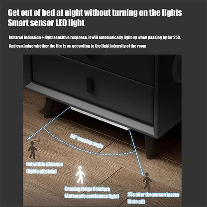 Smart Bedroom Nightstand with Fingerprint Lock and Adjustable LED Lights - Image 7