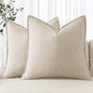 MIULEE Decorative Linen Euro Sham Pillow Covers 24x24 Natural Beige | Boho by MIULEE