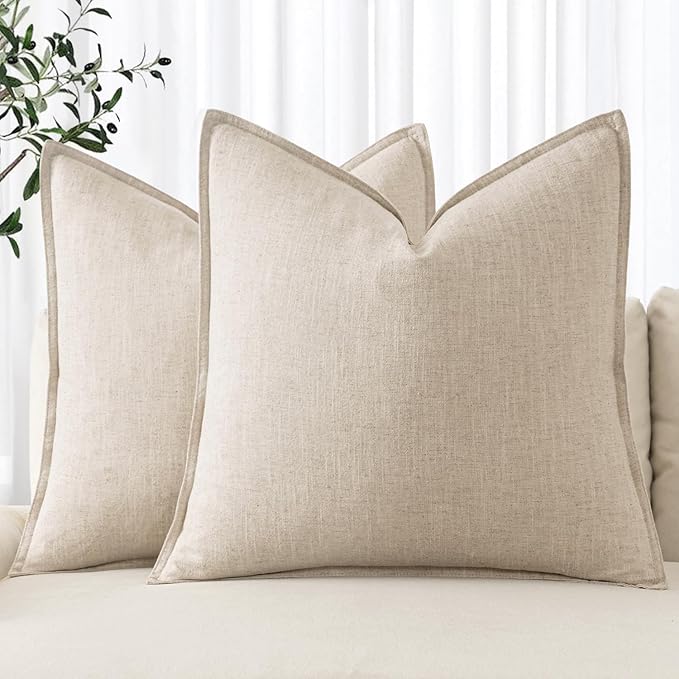 MIULEE Decorative Euro Sham Pillow Covers 26x26 Natural Beige | Boho Farmhouse​ by MIULEE