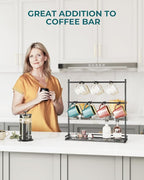 OROPY Coffee Mug Holder for Countertop, 14-Hook Mug Tree Rack for 14 Cups, 2 Tier Mug Display Stand with Heavy Duty Metal Base