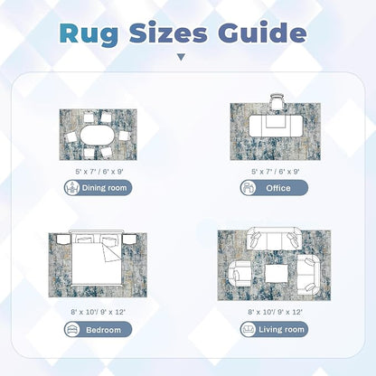 pmtsns Area Rugs 9x12 for Living Room: Washable Rug Modern Abstract Neutral - Image 8