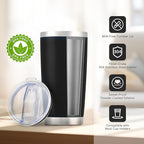 OMTech 20oz Tumblers Bulk, 12pc Stainless Steel Tumbler Set with Lid & Straw, Double Wall Vacuum Insulated Mug for Laser Engraver, Travel Coffee Mug for Hot & Cold Drinks, Black Powder Coated Cup