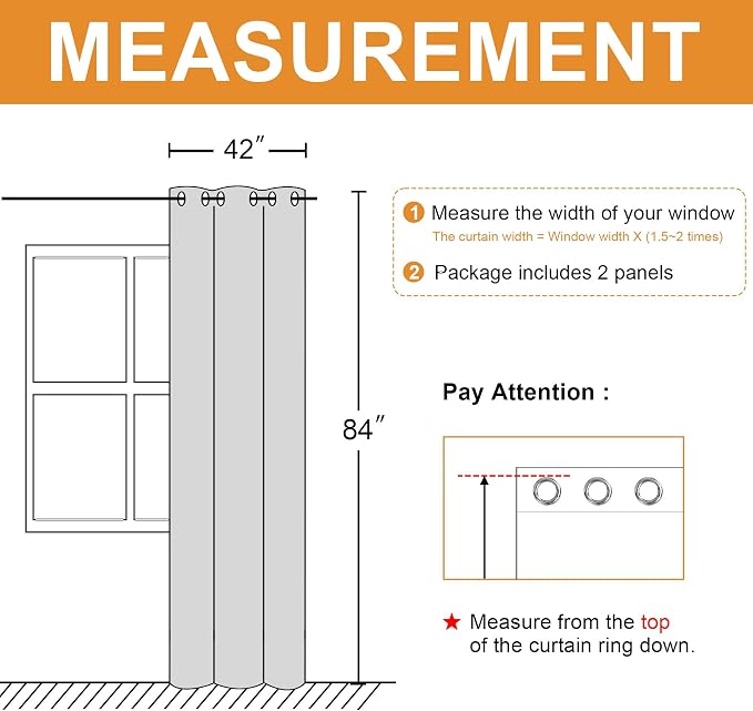 Blackout Curtains for Bedroom, 42 x 84 Inches Long, Energy Saving, Window - Image 7