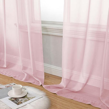 Blush Sheer Curtains 84 Inches Long 2 Panels Set - Image 8