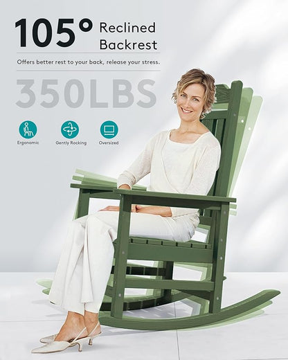 SERWALL Oversized Rocking Chair Set of 2 Outdoor, HDPE Outdoor Rocking Chair - Image 4