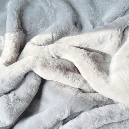 ORINOVA Grey Faux Rabbit Washable Furry Fur Area Rugs - Image 7