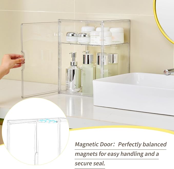 Acrylic Display Case, 2 Tier Clear Plastic Stackable Storage Bins - Image 4