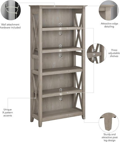 Bush Home Tall 5 Shelf Bookcase - Image 5