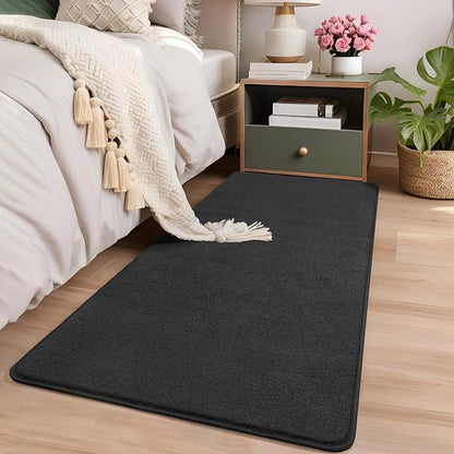 Small Area Rugs for Bedroom, 2×4 Non Slip Runner Rug, Dark Grey | Washable - Image 8