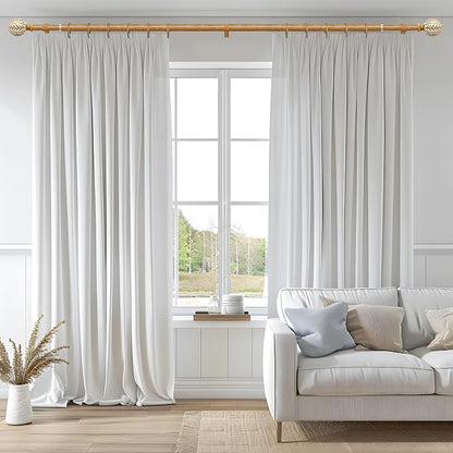 QDWIS Boho Wood Curtain Rods for Windows 48 to 84 inch, Rustic Decorative - Image 2