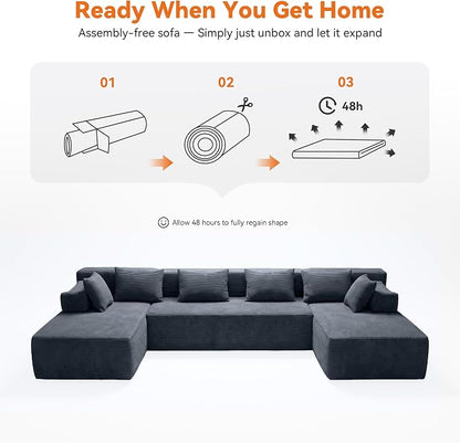 MONVANE 141" U Shaped Cloud Sectional Couch - Image 9