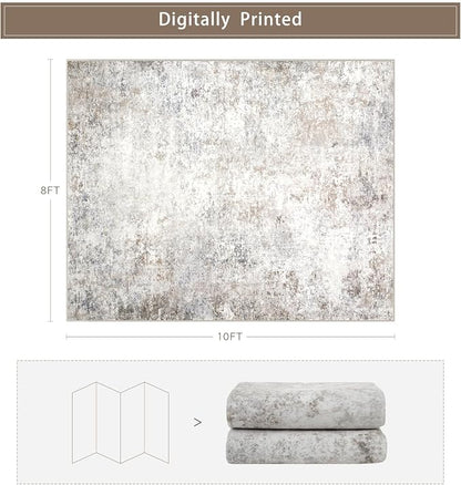 Beige Grey Washable Rugs 8x10 Area Rugs - Image 2