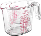 3PCS Nesting Liquid Measuring Cups Set, Measuring Jugs For Kitchen 1 Cup/250ml/8oz, 2 Cup/500ml/16oz,4 Cup/1000ml/32oz - BPA Free Plastic Set with Spout Multiple Measurement Scales (Clear)