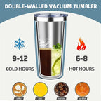 20 oz Tumbler with Lids and Straws, Stainless Steel Insulated Coffee Tumbler, Double Wall Vacuum Insulated Travel Mug Cup, Leakproof Thermal Coffee Cup for Hot and Cold Drinks (azure blue)