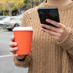 Restaurantware-12 Ounce Disposable Coffee Cups, 500 Double Wall Hot Cups For Coffee - Lids Sold Separately, Rolled Rim, Orange Paper Insulated Coffee Cups, For Hot Coffee, Tea, And More