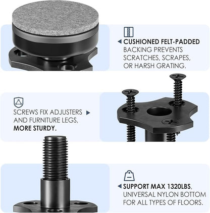 MROCO Adjustable Leveling Feet, 3/8"-16 Thread T-Nut Kit Furniture Levelers - Image 4