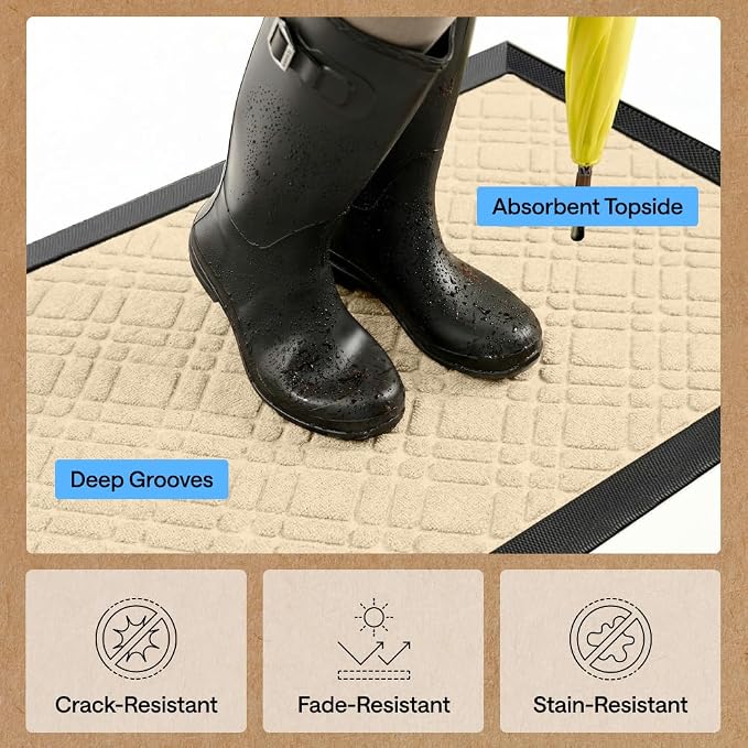 GORILLA GRIP 100% Waterproof All-Season WeatherMAX Doormat 35x23, US Designed - Image 5