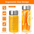 Glass Juice Bottles 4 Pack 12 oz - Wide Mouth Glass Water Bottles with Lids - for Juicing, Smoothies, Milk, Protein, BPA Free, Reusable, Stainless Steel Lids, Leak Proof, Shaker bottle (12oz/400ml)