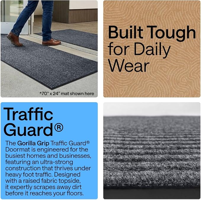 GORILLA GRIP Waterproof Traffic Guard Door Mat, 2 Pack Indoor Outdoor Durable - Image 3
