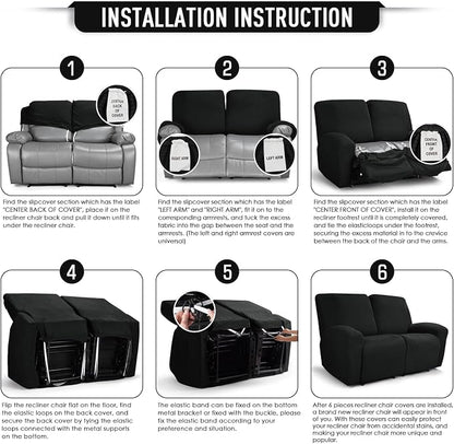 TAOCOCO Recliner Loveseat Slipcover, 6 Pieces Dual Recliner Sofa Covers - Image 6