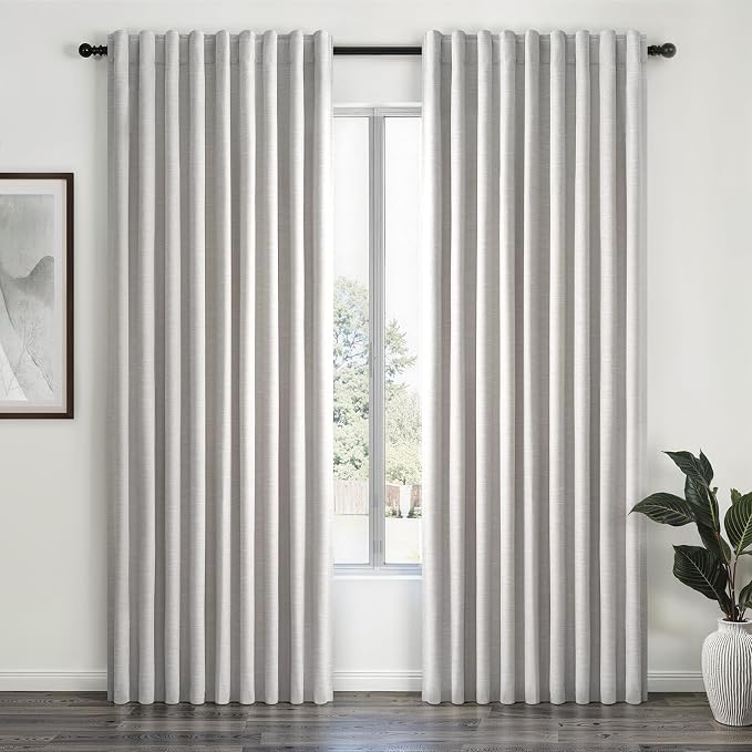 Linen Blackout Curtains 70 Inches Extra Wide 84 Inch Long by Topfinel
