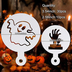 40 Pieces Halloween Cake Cookie Stencils 3.5in Reusable Pumpkin Templates Mold Tools for Cookies DIY Holiday Baking Painting Dessert Craft Coffee Decoration