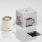 TKK 12 oz Insulated Coffee Mug with Handle Ceramic Coating Detachable Slider Lid Stainless Steel Tumbler Double Wall Vacuum Travel Cup
