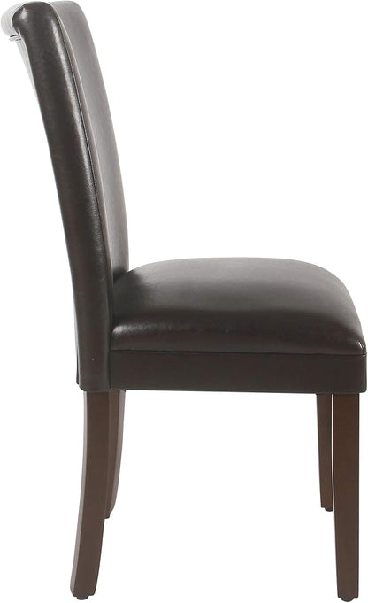 HomePop Parsons Upholstered Accent Dining Chair, Dark Brown Faux Leather - Image 5