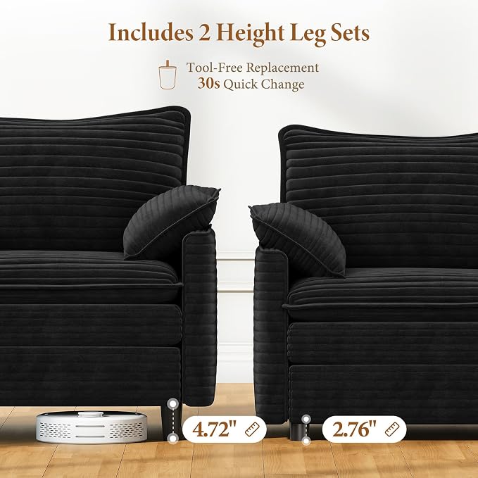 Vesgantti 108" U Shaped Sectional Couch, Comfy Cloud Modular Sectional Sofa - Image 3