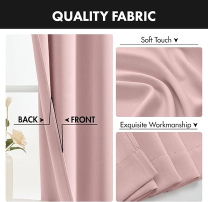 MIULEE Light Pink Blackout Curtains 4 Panels Set 72 Inch Length Bedroom | - Image 7