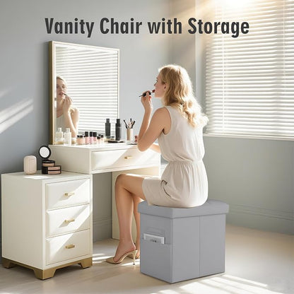 Ottoman with Storage, Ottoman Foot Rest Stool with Handles & Side Pocket. - Image 2
