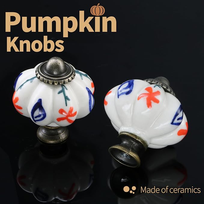 Ivory Pumpkin Knobs 12 Pack Ceramic Cabinet Knobs Vintage Drawer Pulls - Image 5