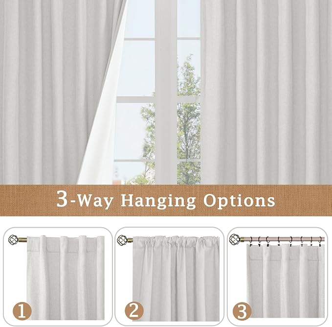 100% Blackout Linen Curtains 48 Inch Length - Image 9