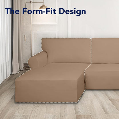 PureFit Stretch Sectional Couch Covers 2 pcs Non Slip L Shape Sofa Cover | - Image 5