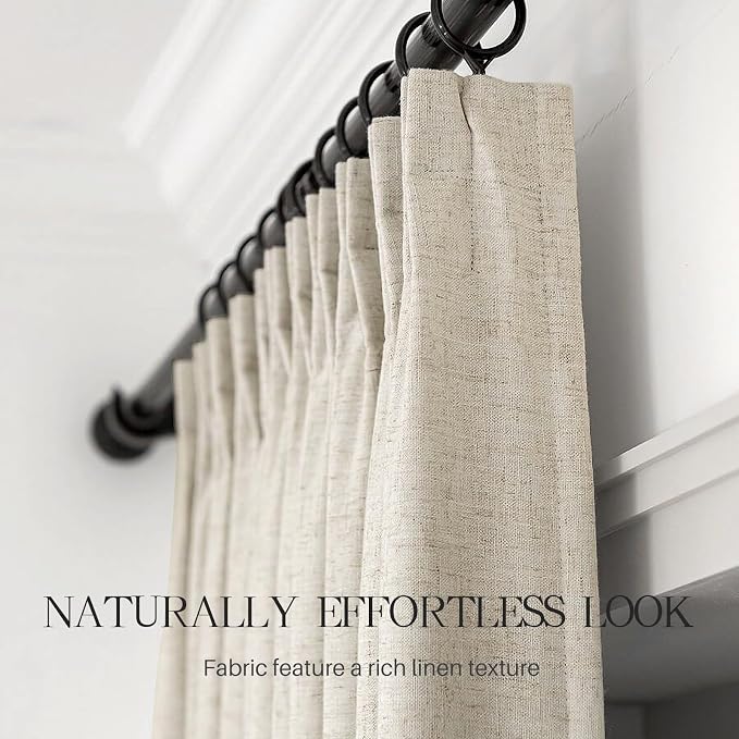Pinch Pleated Linen Curtains 100% Blackout 120 Inches Long - Image 4