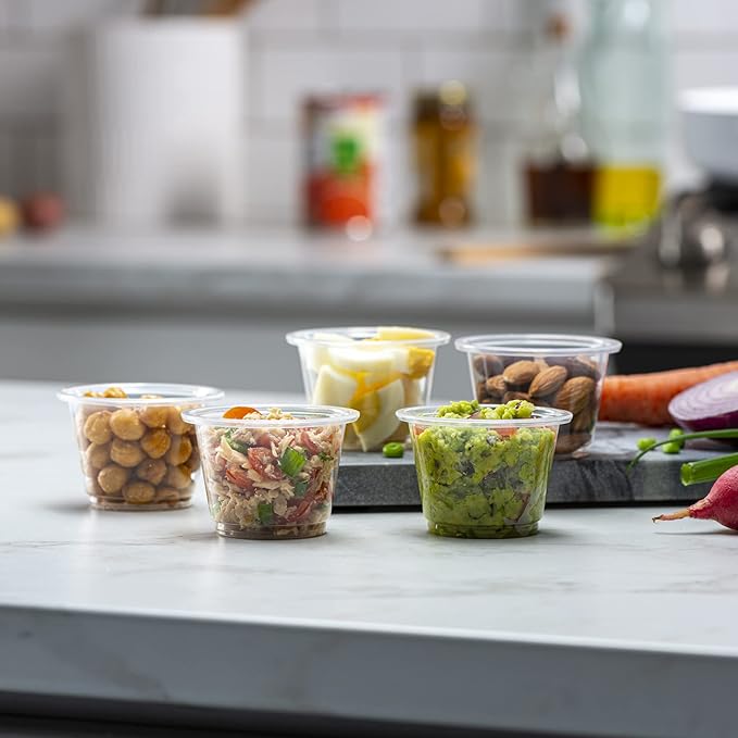 {2.5 oz,200 Cups} Clear Diposable Plastic Portion Cups No Lids, Small Mini Containers For Portion Controll, Jello Shots, Meal Prep, Sauce Cups, Slime, Crafts, Disposable Souffle Cups & Much more