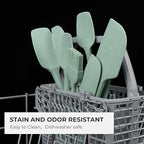 Elihome Skinny Silicone Spoonula - Non-Stick Heat Resistant Silicone Scraper Spatula for Mixing, Serving, Scraping, Stirring, and More - 11 Inch, Sage Green
