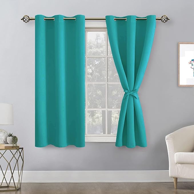 Blackout Curtains for Bedroom, Peacock Teal, 42 x 45 Inch, 2 Panels | Thermal - Image 8
