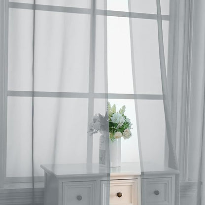 Light Grey Sheer Curtains 84 Inches Long 2 Panels - Image 5