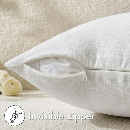 MIULEE White Chenille Couch Throw Pillow Covers, 18x18 | Set of 2, Soft - Image 3