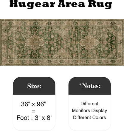 3x10 Green Retro Floral Washable Runner Rug - Image 2