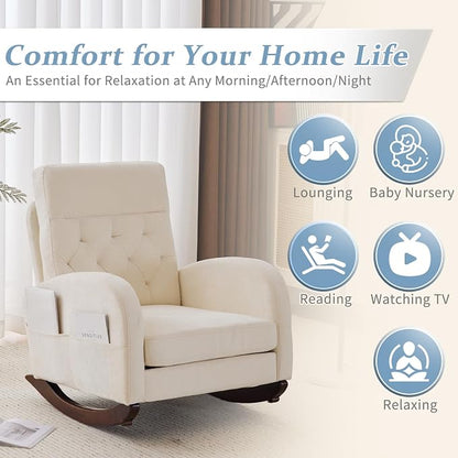 VINGLI Chenille Low Seat Rocking Chair, Upholstered Nursery Glider Chair - Image 6