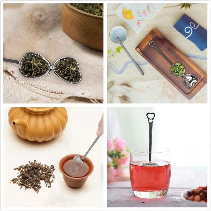 RoseAuroma Set of 20 Pieces Tea Infuser Stainless Steel Long Grip Spoon Loose Tea Leaf Filter Heart Shaped Mesh Tea Strainer,Great Souvenirs Gift for Tea Lovers or Party etc.