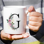 Retreez Initial A-Z Floral Botanical Bouquet Alphabet Monogrammed Monogram Mug 11 Oz Ceramic Tea Coffee Mugs - Appreciation Thank You Wedding Birthday Gifts for her friend coworker sister - G Initial